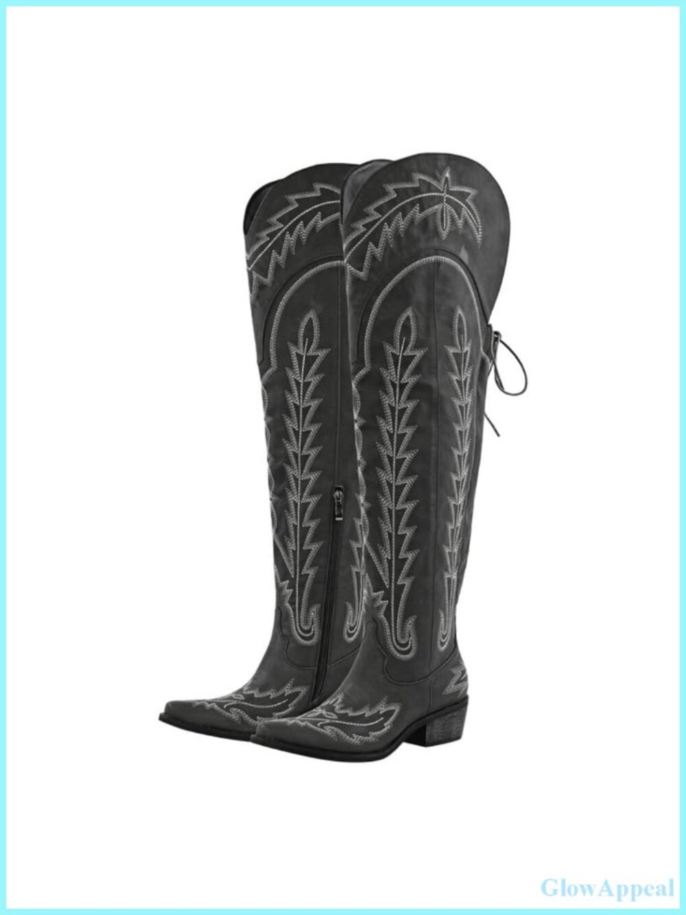Cowgirl Thigh High Embroidered Western Boots Wide Calf Lace Up